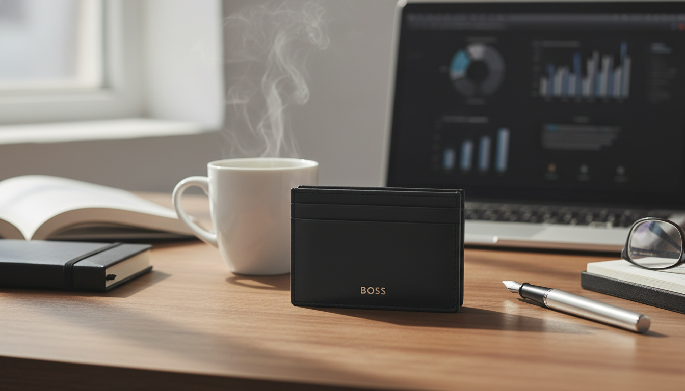 Boss Men’s Black Faux Leather Wallet: Slim, Organized Carry