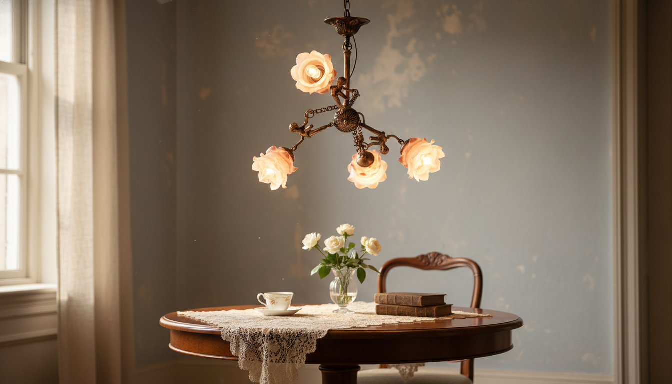 Copper Angel Flower Pendant Chandelier: Vintage Elegance
