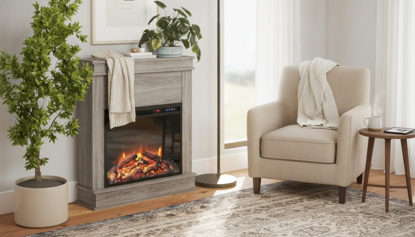30-Inch Electric Mantel Fireplace: Remote, Heat & Safety