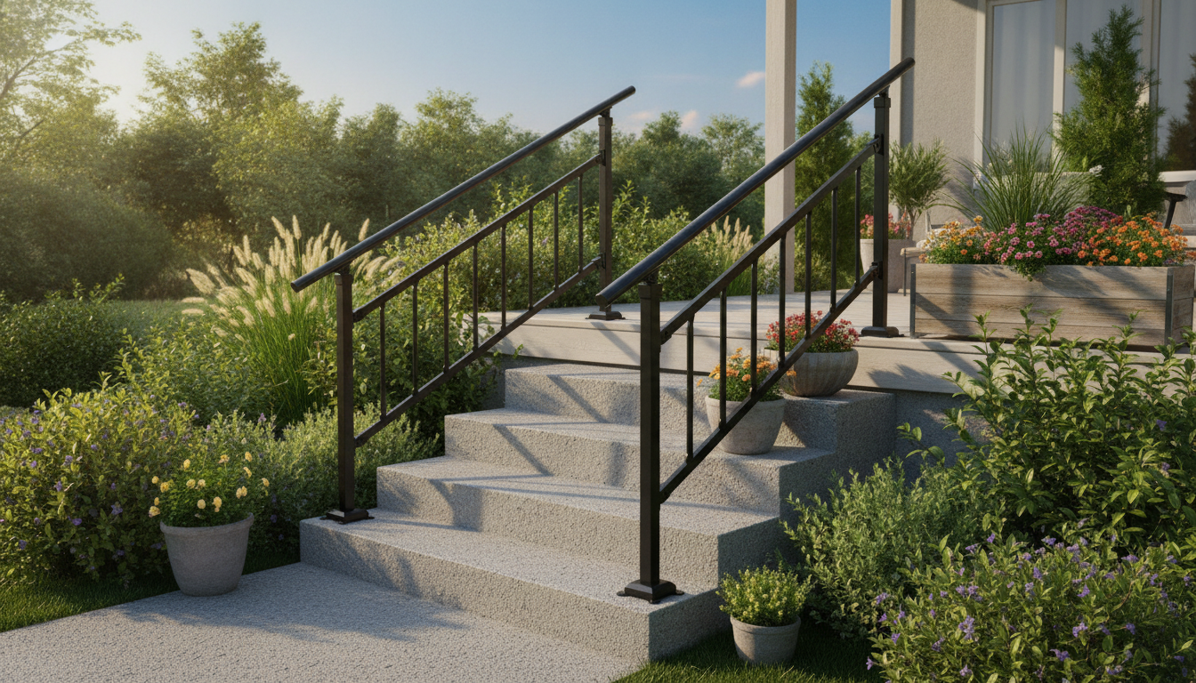 Adjustable Outdoor Stair Railing for 1–5 Steps