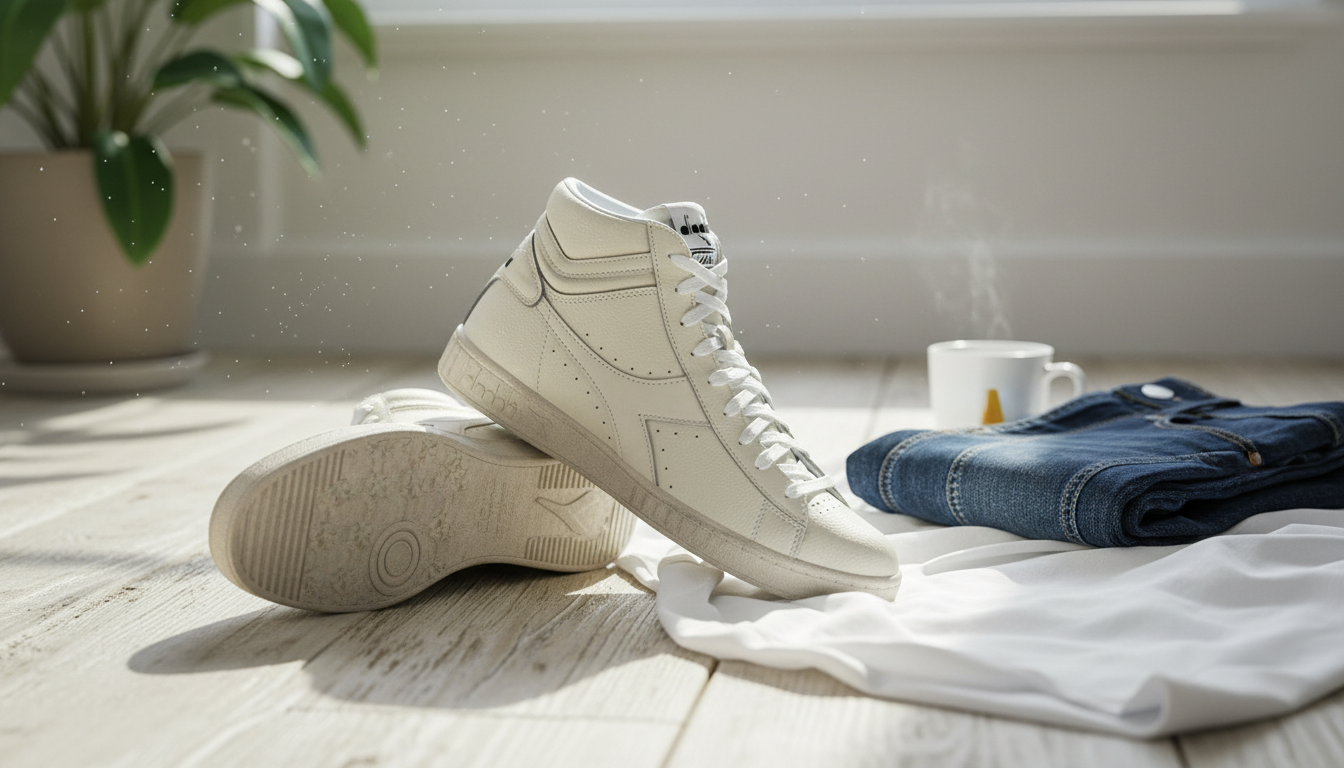 Diadora Men’s White Faux Leather Sneakers: Easy, Clean