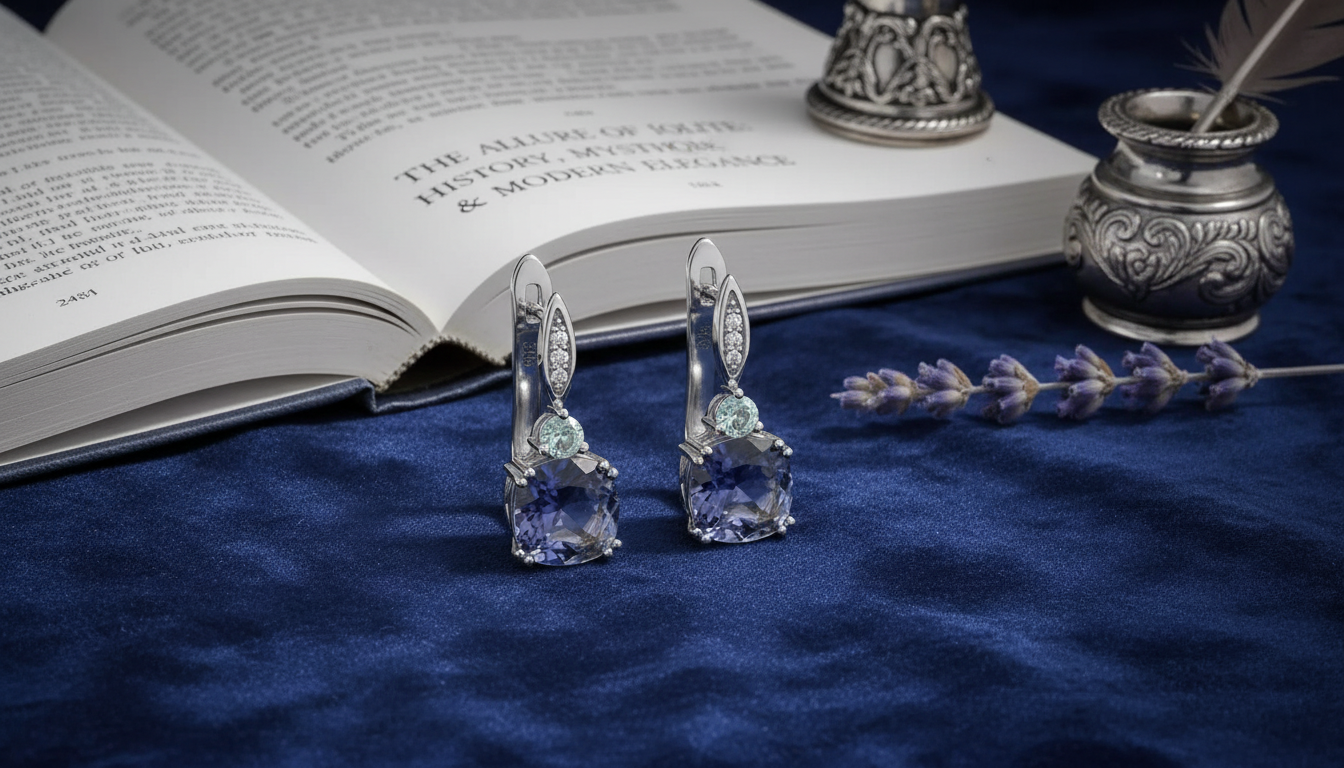 Iolite, Mystic Quartz & Sky Blue Topaz Clip Earrings