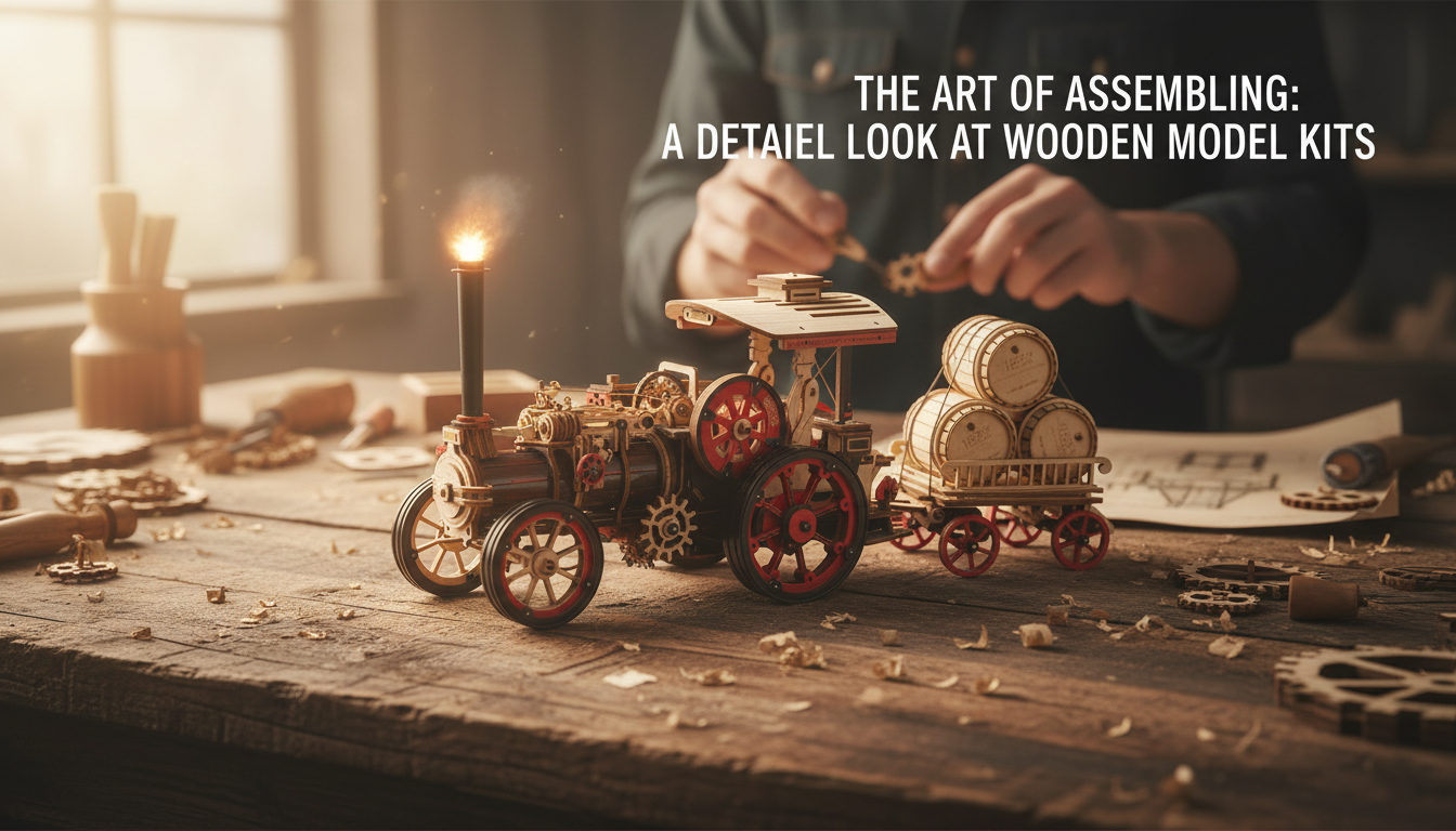 Motorized 3D Wooden Steam Locomotive Puzzle Kit for Adults