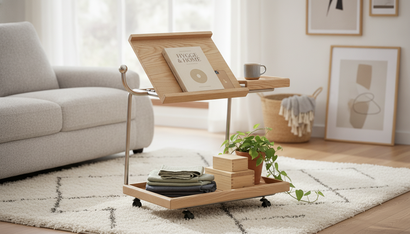 Nordic Solid Wood Mobile Cart: Rolling Storage, Less Clutter