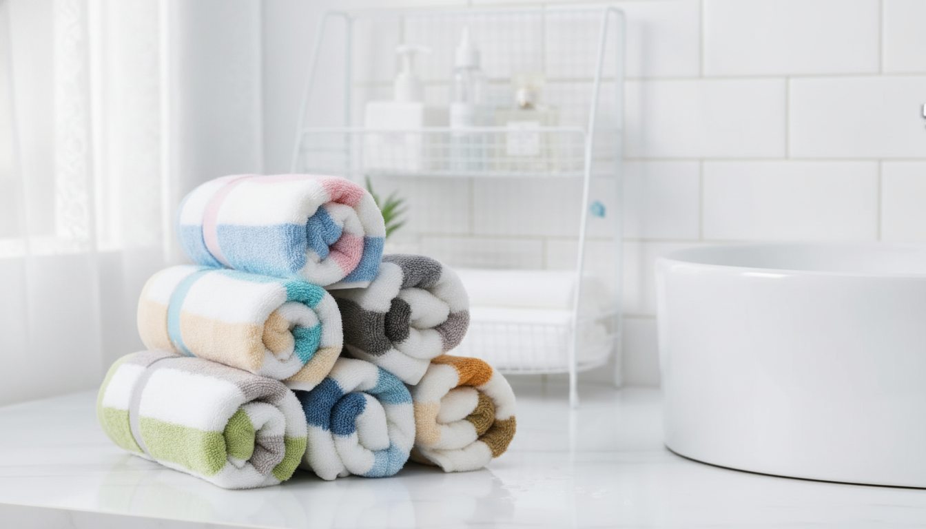 Rainbow Striped Cotton Face Towel 13x30: Soft & Absorbent