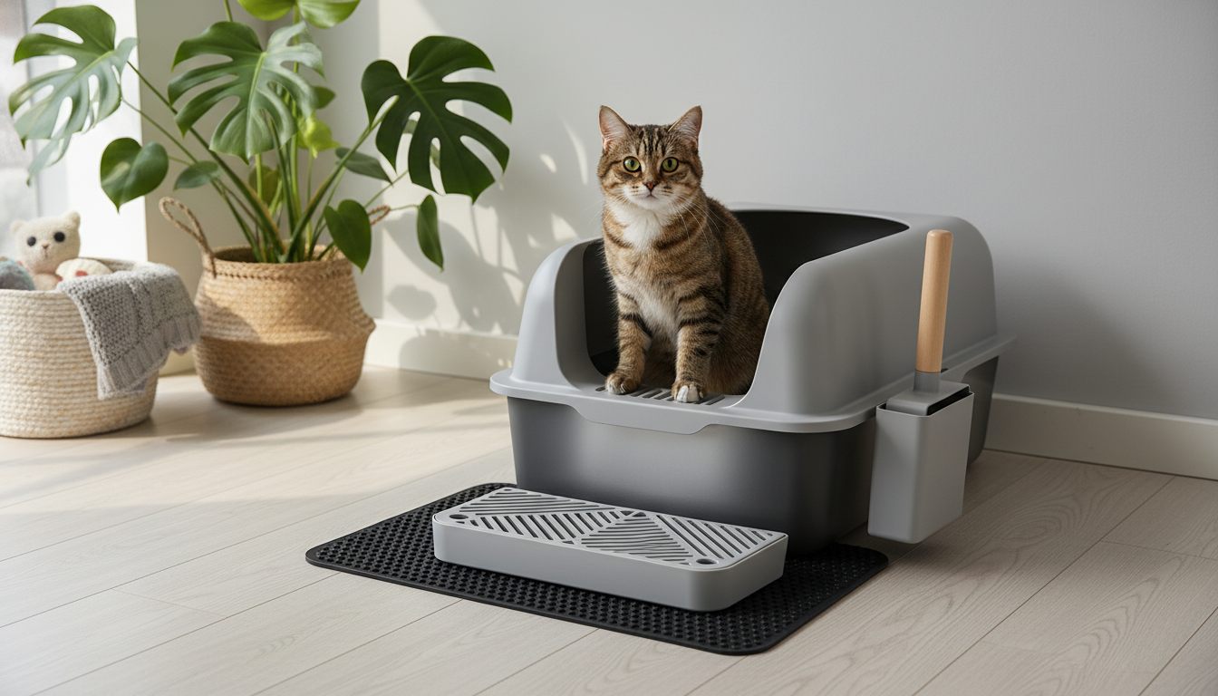 XL Enclosed Stainless Steel Litter Box: High Walls + Lid