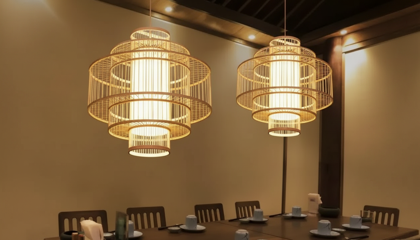 Bamboo & Rattan Pendant Chandelier: Southeast Asian Style
