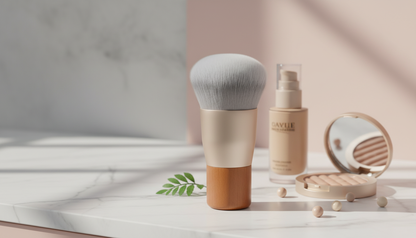 Chubby Bamboo Powder Brush for Smooth Setting & Buffing