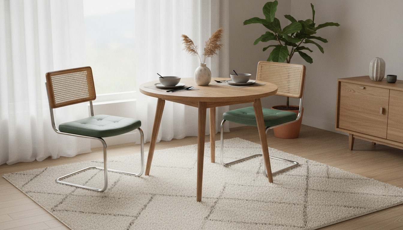 Rattan + PU Armless Dining Chairs for Mid-Century Style