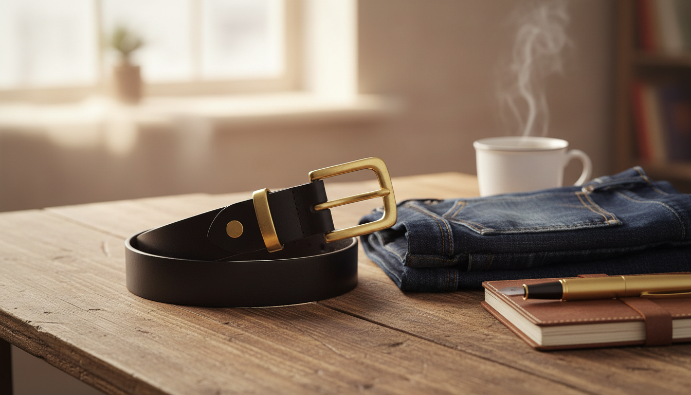 Retro Women’s Leather Belt, Solid Brass Buckle (0.94in)
