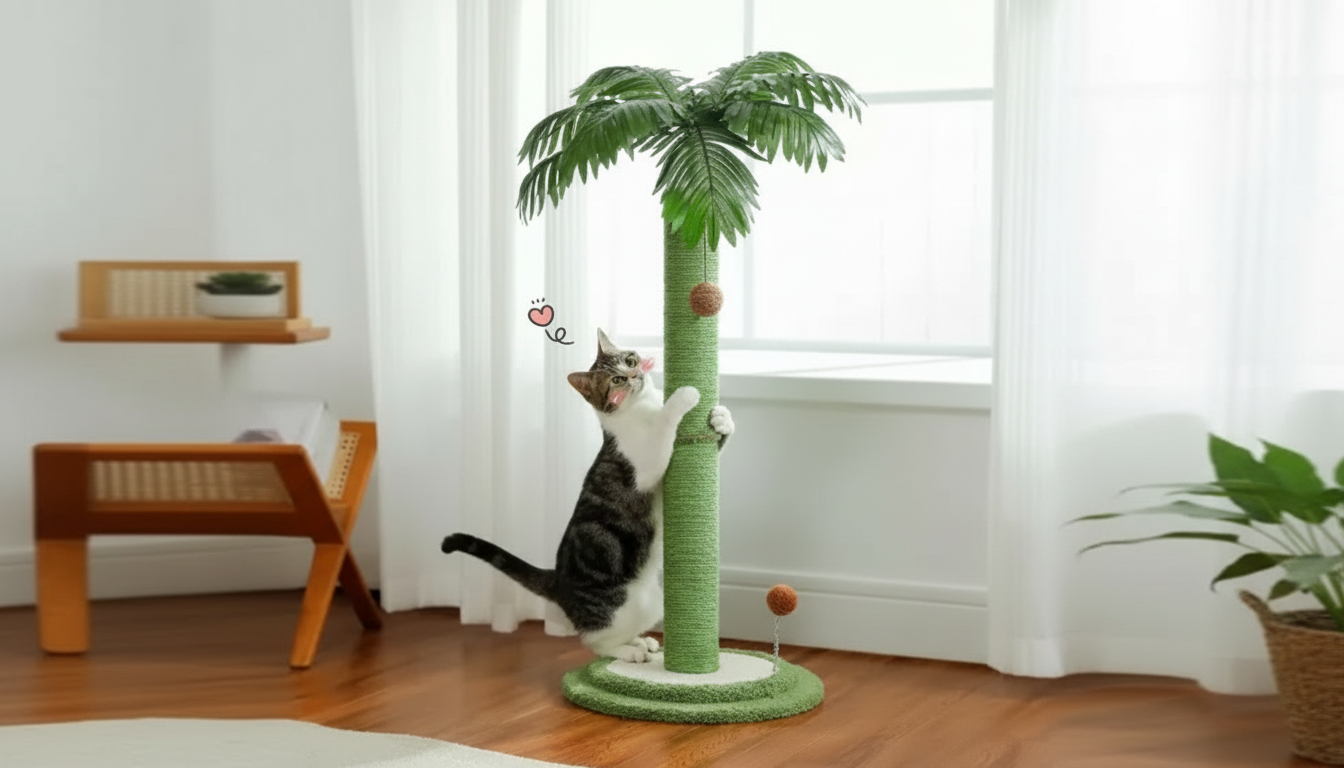 Sturdy Interactive Scratching Post With Ball Track (Large Cats)