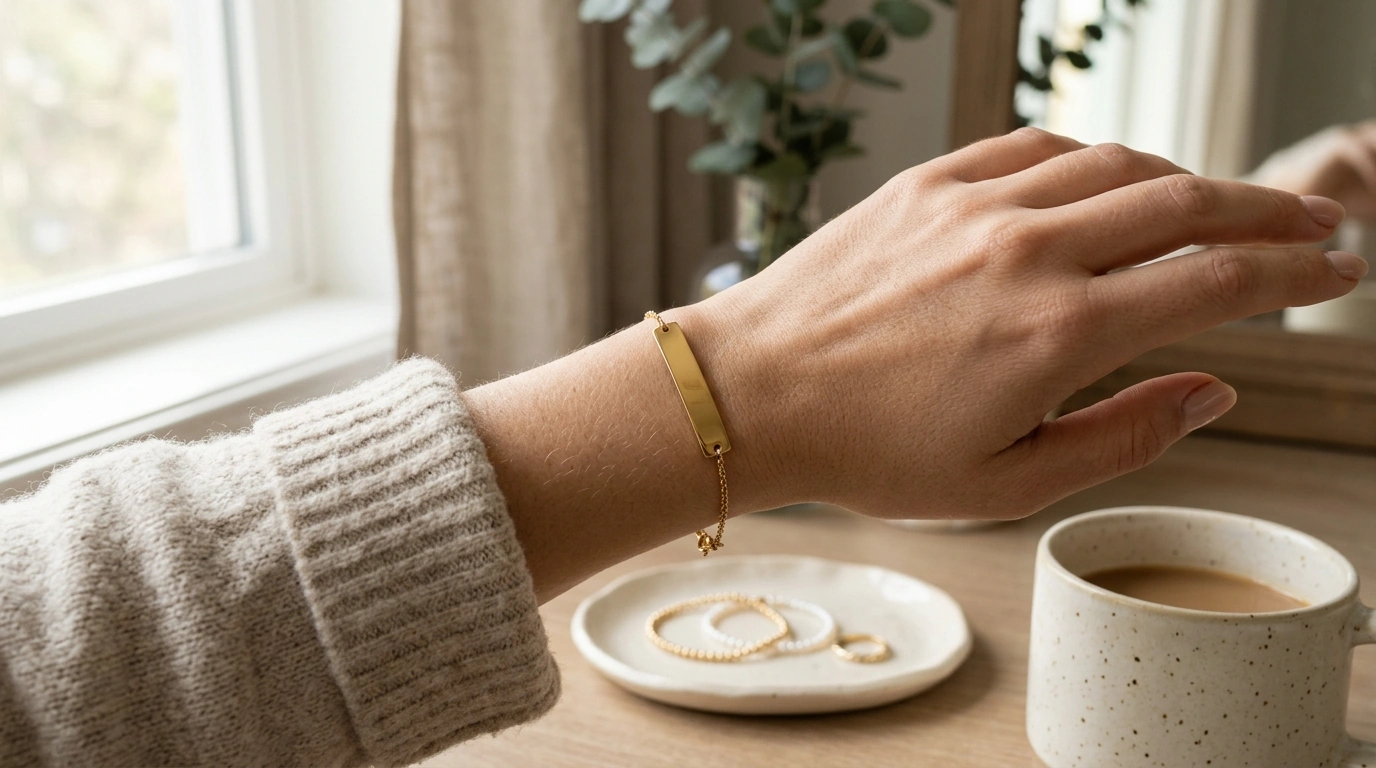 Personalized Name Bracelet: 18K Gold-Plated Steel