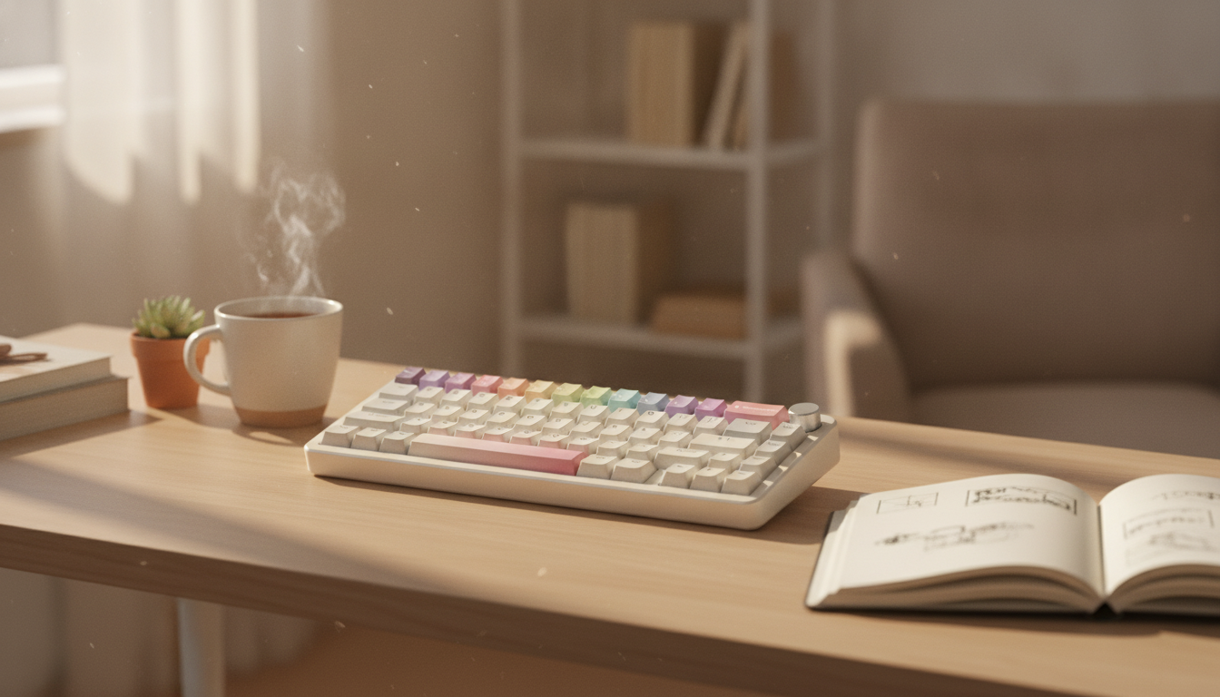 Beige Tri-Mode 65% Hot-Swappable Mechanical Keyboard