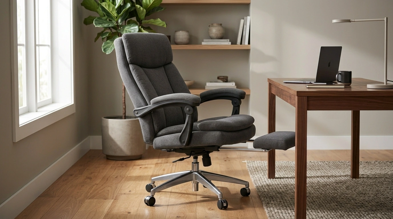Luxury Swivel Executive Chair: Ergonomic Recline + Footrest