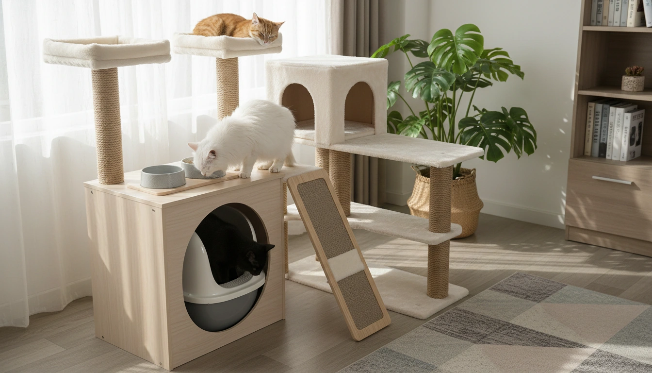 Cat Tree With Litter Box and Feeding Station: Best Layout