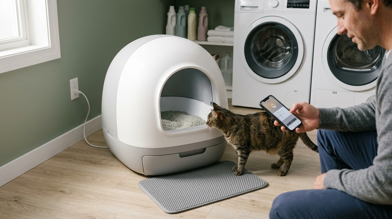 65L Smart Self-Cleaning Litter Box: App Alerts & Setup