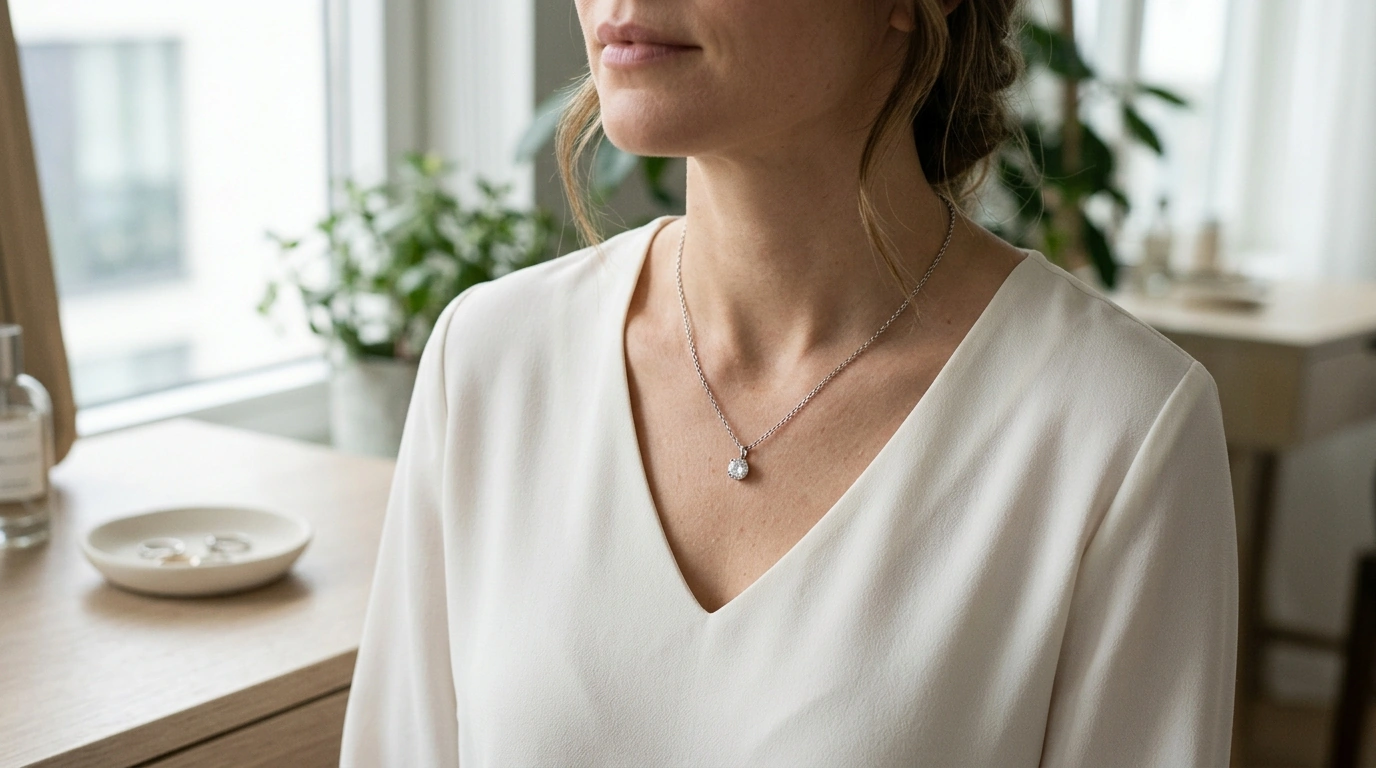 Stainless Steel Zircon Pendant Necklace: Everyday Shine