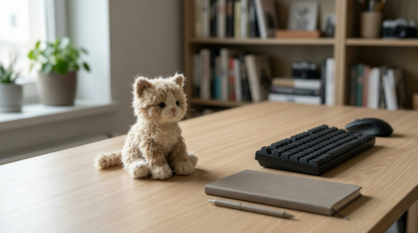 Handmade Fluffy Desktop Kitten Plush: Display Ideas