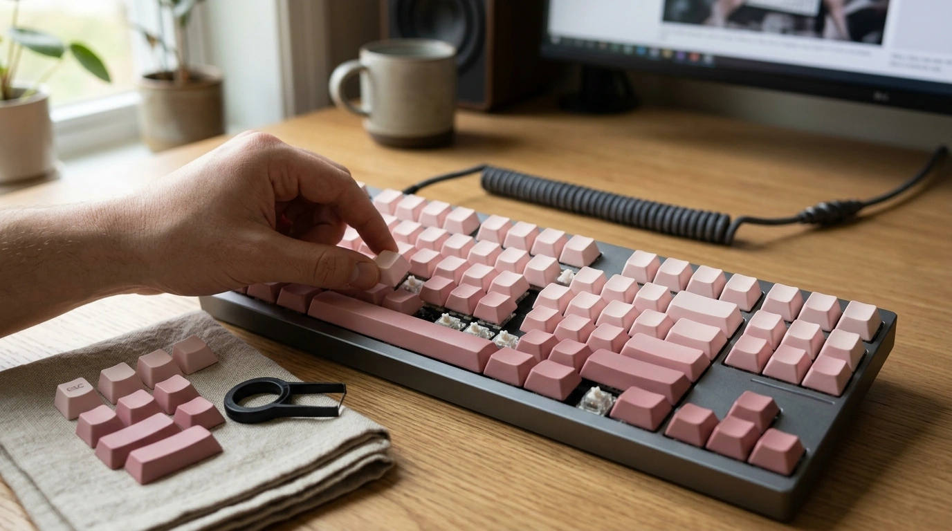 Pink Gradient Cherry Keycaps: 150-Key PBT+PC Guide