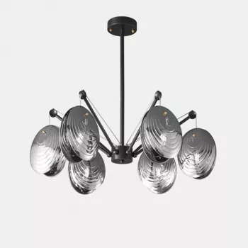 Copper & Glass Postmodern Chandelier for Living + Dining